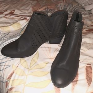 Route66 Perforated Black Heeled Booties